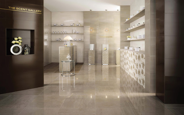 Re-markable Polished Plaster effect Minoli Tile with mosaics