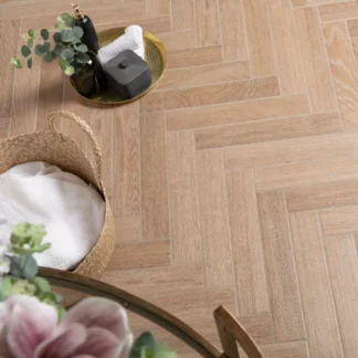 Herringbone Natural Wood Effect Porcelain Tiles