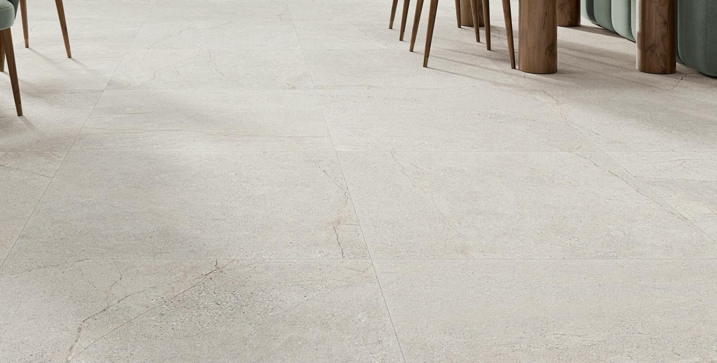 Limestone-porcelain tiles