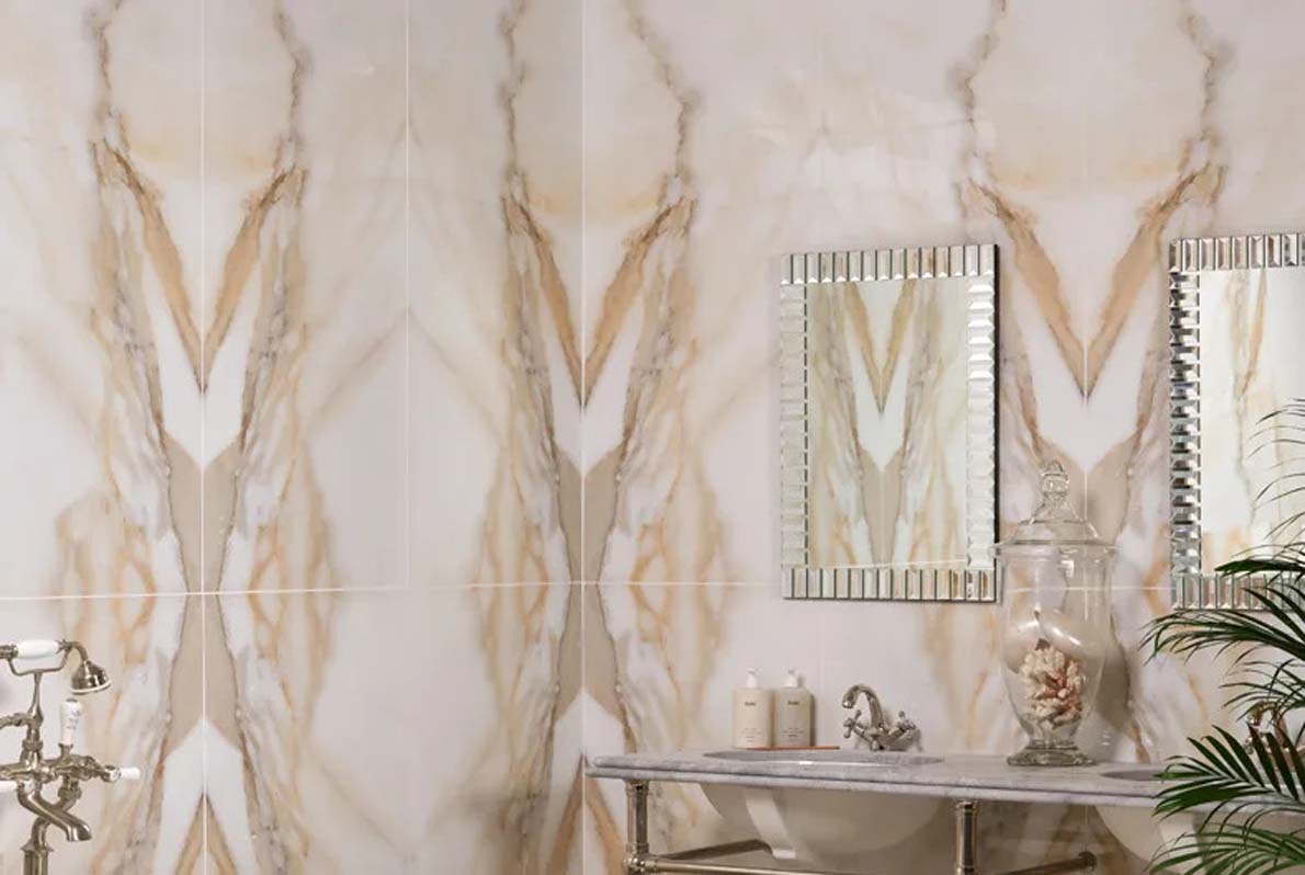 Book matched polished porcelain