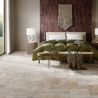 Castle Ivory Porcelain Flagstone in Modular Pattern