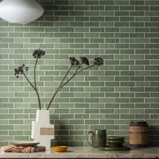 Briquette Green Gloss Mosaic Tiles