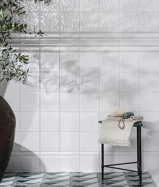 Victorian Style™ Wall Ceramic Cotton White Square - Image 2