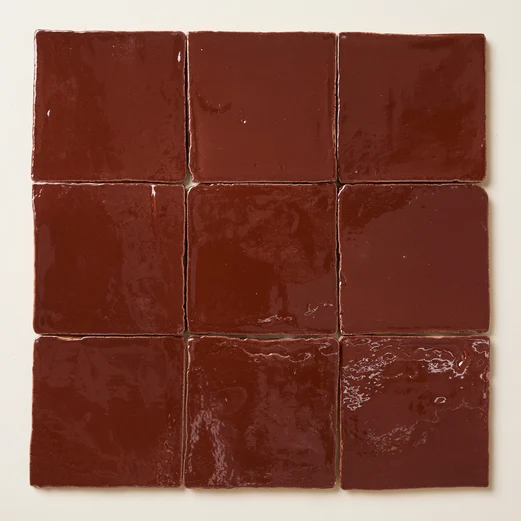 Rediscovered Plain Glazed in Crimson 110 x 110